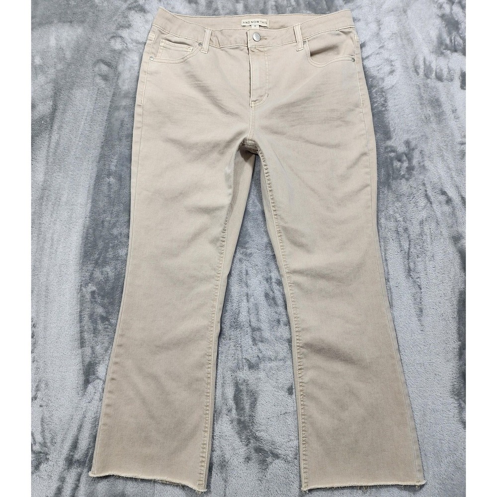 And‎ Now This Jeans Womens 30 Beige Tan High Rise Cropped Flare Raw Hem Stretch